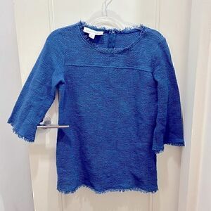 Sara Campbell  Blue Fringe  Sweater Size Small